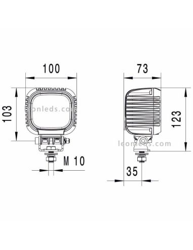 Dimensions Phare de travail Hella LED Valuefit | leonleds