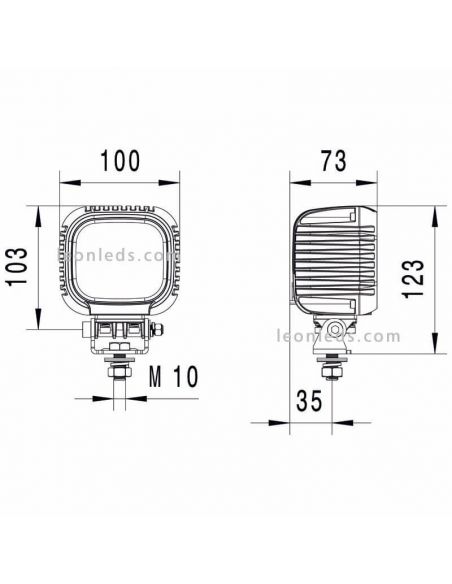 Dimensiones Faro de trabajo Hella LED Valuefit | LeonLeds