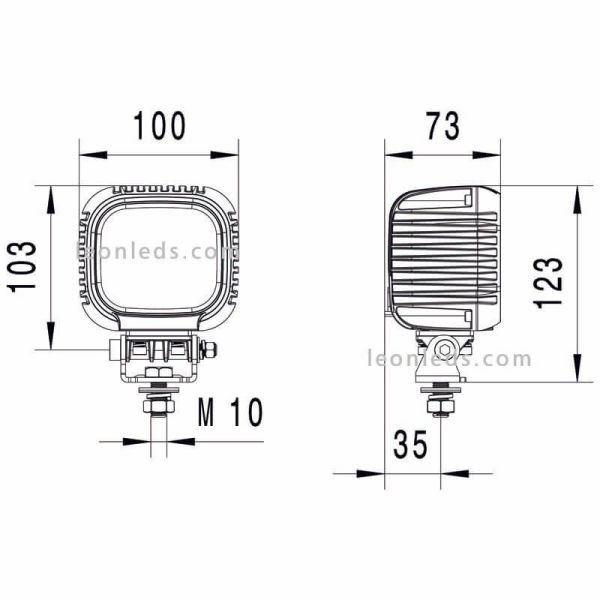 Dimensiones Faro de trabajo Hella LED Valuefit | LeonLeds