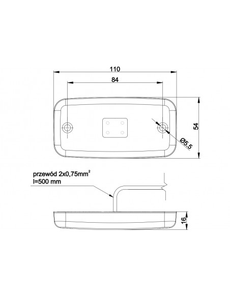 Veilleuse et Dégagement LED rectangulaire Réfléchissant Fristom FT019 FT-019 avec ou sans support Ambre Rouge Blanc | leonleds