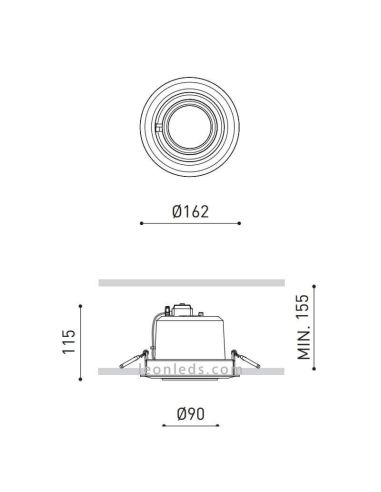 Dimensiones Empotrable orientable Hidden 1