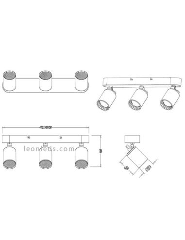 Dimensões Faixa 3 focos Branco Pago