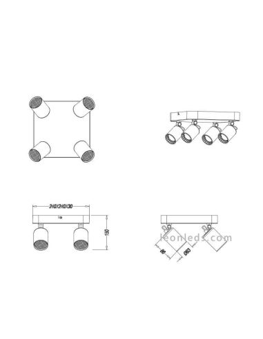 Régua 4 focos branca Pago Trío Lighting