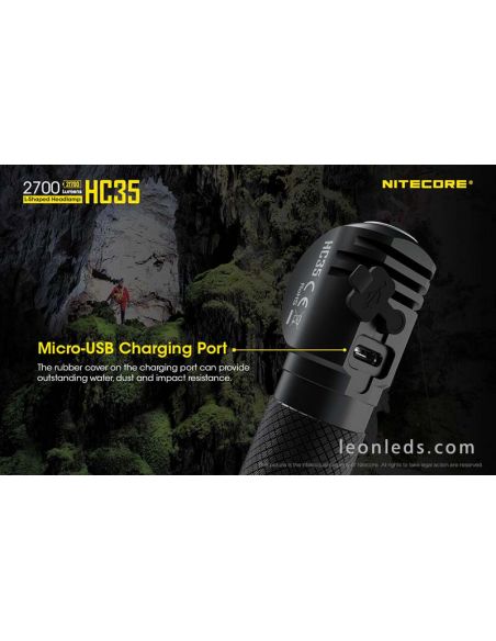 Linterna Frontal LED Potente Nitecore HC35