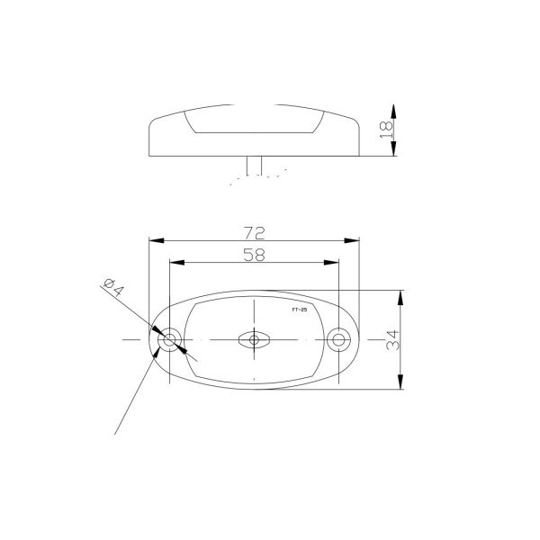 Luz de posição LED oval Fristom FT025 LED FT-025 Branco Vermelho Laranja reflexivo | leonleds