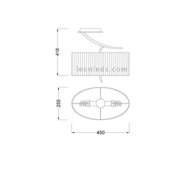 Dimensões Luminária de teto oval Eve 1172