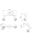 Dimensiones Regleta de 2 Focos LED orientable Toulouse Trio Lighting