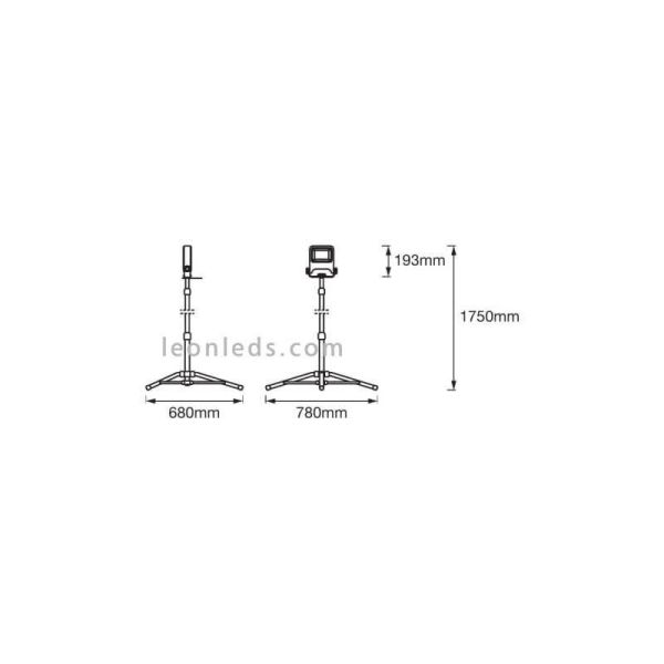 Dimensions Trépied avec spot LED 30W WorkLight Trépied 1X30W 4000K