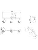 Regleta con 3 Focos LED orientable Toulouse Trio Lighting