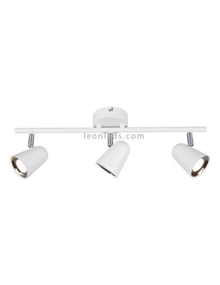 Regleta con 3 Focos LED blanca orientable Toulouse Trio Lighting | LeonLeds Iluminación