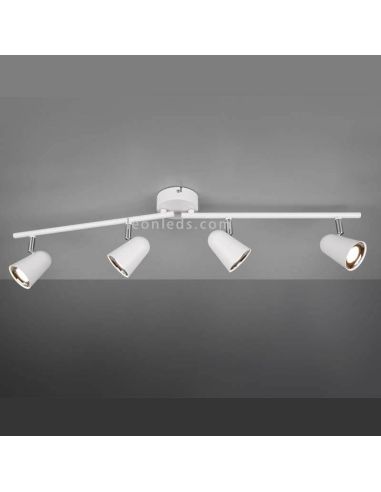 Regleta con 4 Focos LED blanca orientable Toulouse Trio Lighting | LeonLeds Iluminación