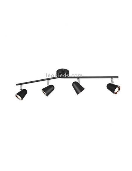 Regleta LED 4 focos negra Toulouse de Trio Lighting | LeonLeds Iluminación
