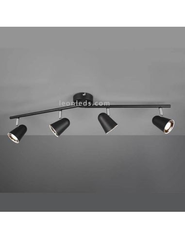 Regleta con 4 focos LED negra de Trio Lighting | LeonLeds Iluminación