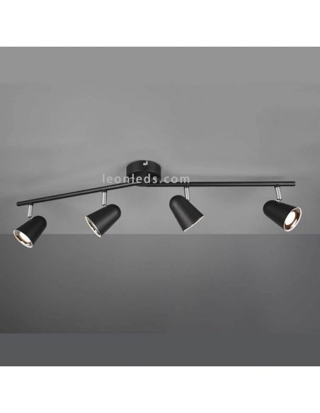 Regleta con 4 focos LED negra de Trio Lighting | LeonLeds Iluminación