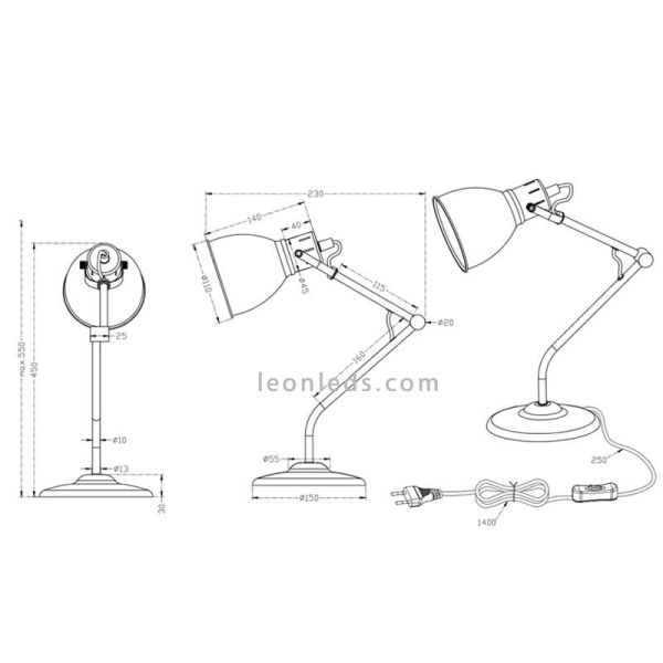 Lámpara de sobremesa Nickel Jasper de la marca trio Lighting 500500107 | LeonLeds Iluminación