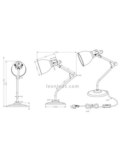 Candeeiro de mesa em bronze jaspe da marca trio Lighting 500500109 | Leon Iluminação LED