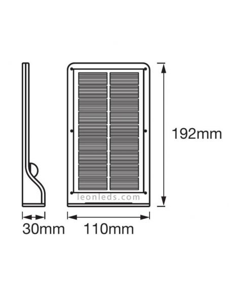 Dimensiones Aplique LED Solar con sensor de movimiento para exterior