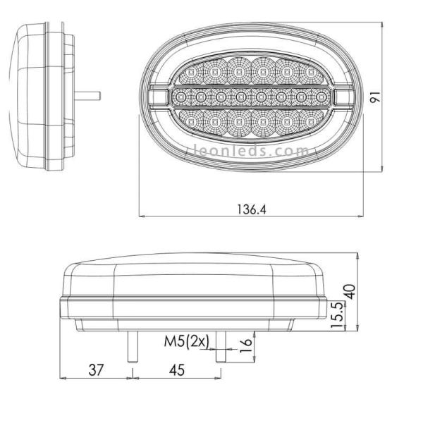 Phare à LED pour tracteur avec éclairage diurne W206DDD | Éclairage LeonLeds