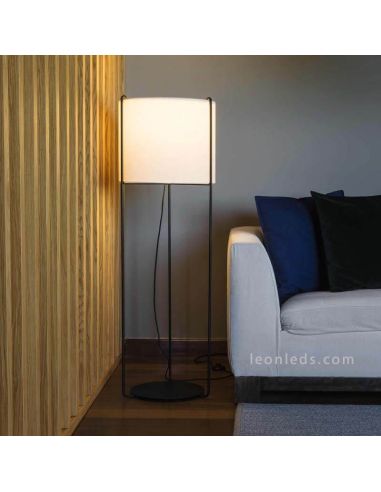 Lampadaire Drum Beige et Noir Faro Barcelona | leonleds