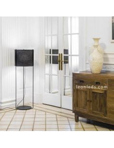 Candeeiro de pé tambor antracite e preto Faro Barcelona | leonleds 2