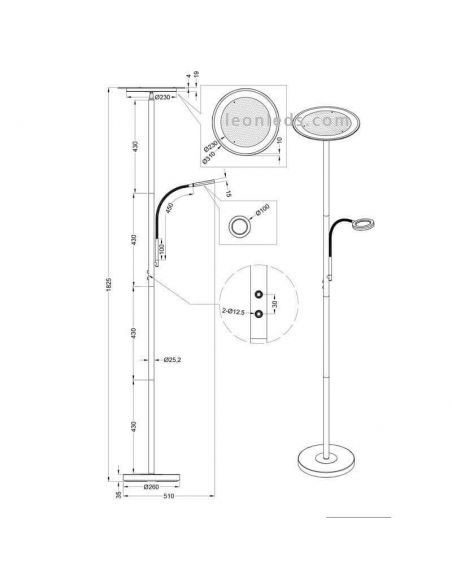 Lampadaire LED avec lecteur Ackbar | LeonLeds Lighting