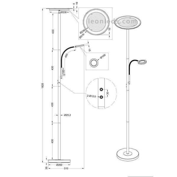 Luminária de piso LED com leitor Ackbar | LeonLeds Lighting