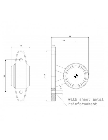 Dimensiones Cuerno LED Corto FT-009 A - 2 Funciones Fristom | LeonLeds