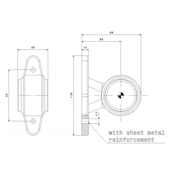 Dimensiones Cuerno LED Corto FT-009 A - 2 Funciones Fristom | LeonLeds