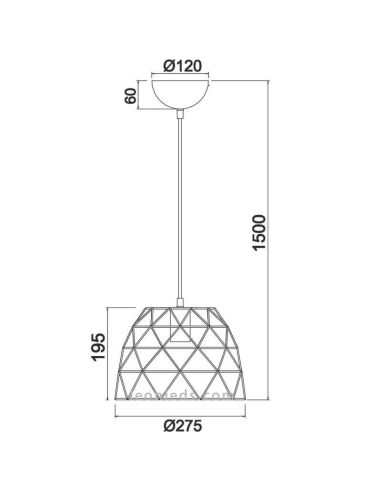 Dimensions Plafonnier filaire noir Haval Trio Lighting | Éclairage LeonLeds