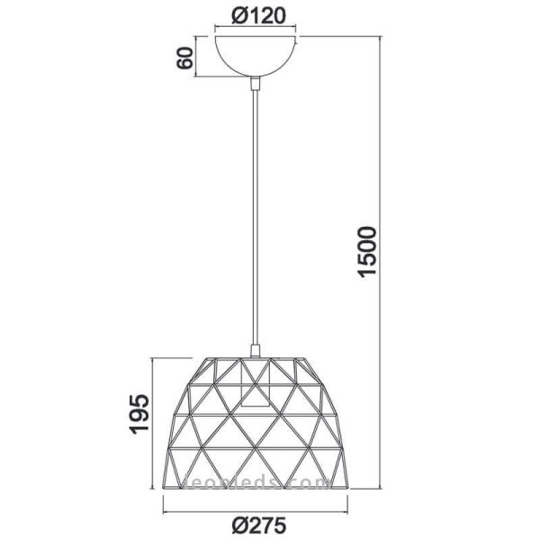 Dimensions Plafonnier filaire noir Haval Trio Lighting | Éclairage LeonLeds