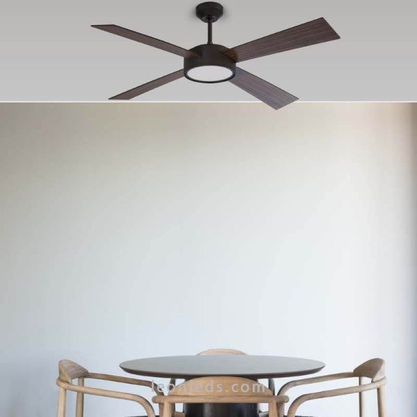 Ventilateur de plafond LED Hydra noir et noyer Faro Barcelona | Éclairage LeonLeds
