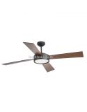Ventilateur de plafond LED Hydra noir et noyer Faro Barcelona | Éclairage LeonLeds