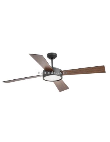 Ventilador de Teto LED Hydra Preto e Nogueira Faro Barcelona | Leon Iluminação LED