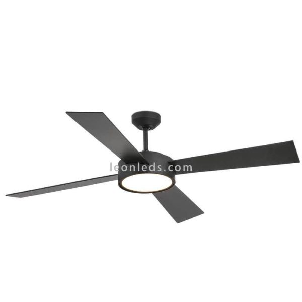 Ventilateur de plafond LED Hydra noir et noyer Faro Barcelona | Éclairage LeonLeds