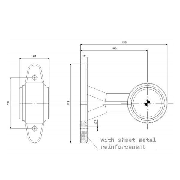 Dimensiones Cuerno LED Largo FT-009 B - 2 Funciones Fristom | LeonLeds Iluminación