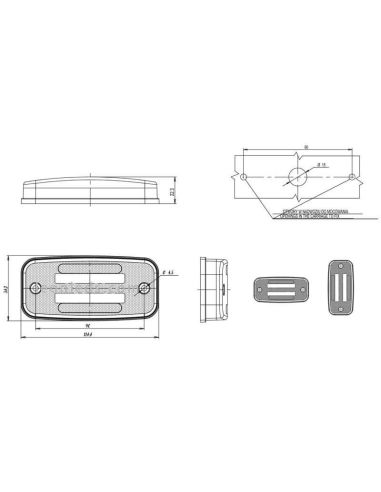 Dimensões Lateral LED com Refletor Was -2 Linhas- | Leon Iluminação LED