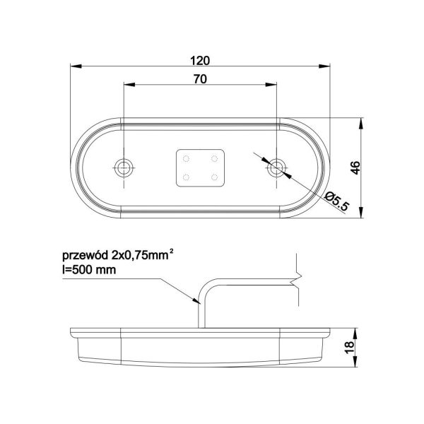 Dimensions Veilleuse LED Fristom FT-020 | Éclairage LeonLeds