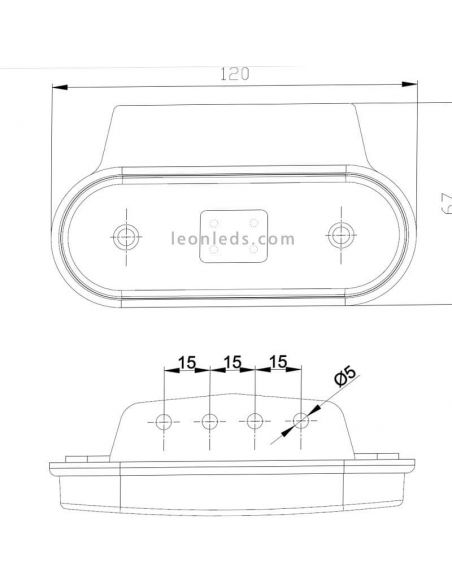 Dimensiones Piloto LED Fristom FT-020 con soporte | LeonLeds Iluminación