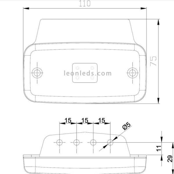 Dimensiones Fristom FT-019 con soporte | LeonLeds Iluminación