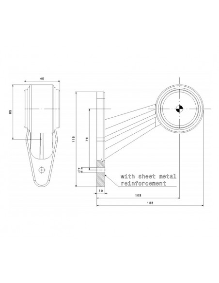 Dimensiones Cuerno LED Diagonal Corto FT-009 C - 2 Funciones Fristom | LeonLeds Iluminación