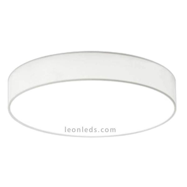 Plafon LED têxtil Lugano 40W branco com comando à distância da Trio Lighting | Leon Iluminação LED