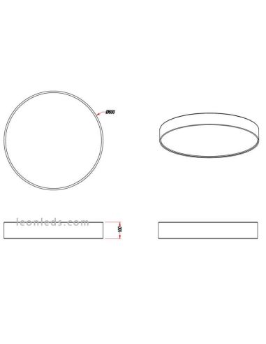 Dimensiones Plafón LED textil lugano de Trio Lighting mediano | LeonLeds Iluminación