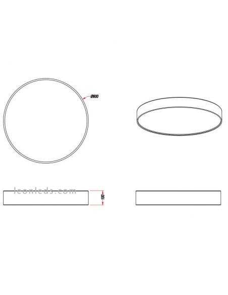 Dimensions Plafonnier textile LED lugano de Trio Lighting medium | Éclairage LeonLeds