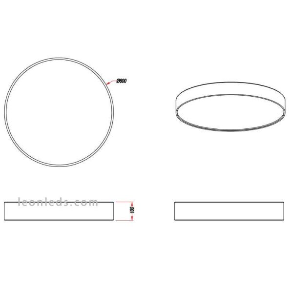 Dimensions Plafonnier textile LED lugano de Trio Lighting medium | Éclairage LeonLeds