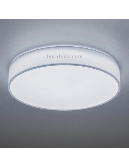 Plafonnier textile LED Lugano 40W blanc avec télécommande de Trio Lighting 621914001 | Éclairage LeonLeds