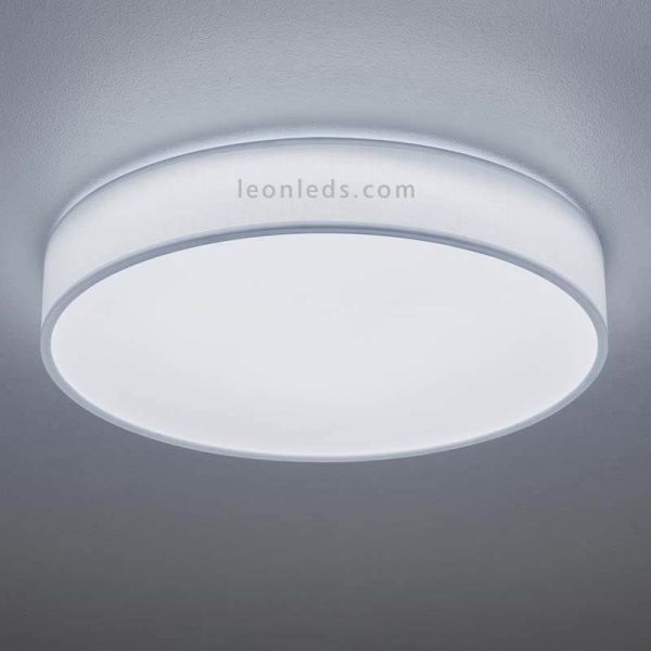 Plafón LED textil Lugano 40W blanco con mando a distancia de Trio Lighting 621914001 | LeonLeds Iluminación