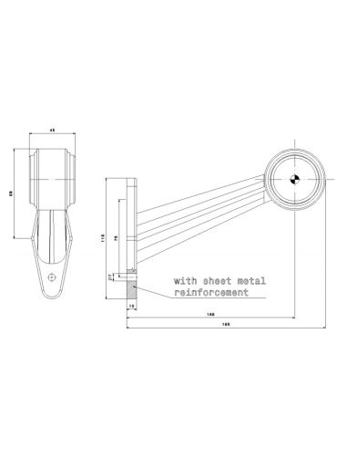 Dimensions Avertisseur LED Long Diagonal FT-009 E - 2 Fonctions Fristom | Éclairage LeonLeds