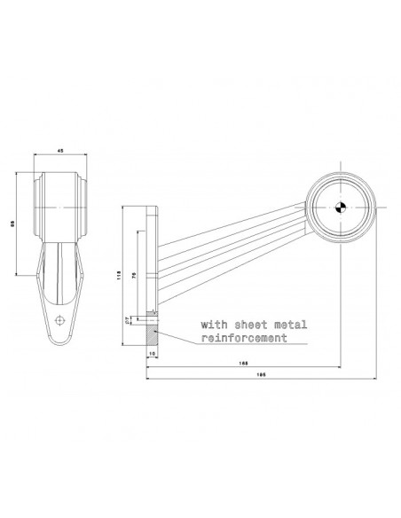 Dimensiones Cuerno LED Diagonal Largo FT-009 E - 2 Funciones Fristom | LeonLeds Iluminación