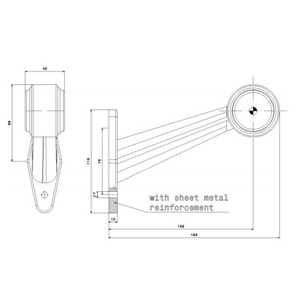 Dimensiones Cuerno LED Diagonal Largo FT-009 E - 2 Funciones Fristom | LeonLeds Iluminación