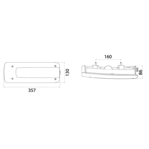Dimensions Renault Trucks Volvo Trucks Feu arrière LED LC10 | Éclairage LeonLeds
